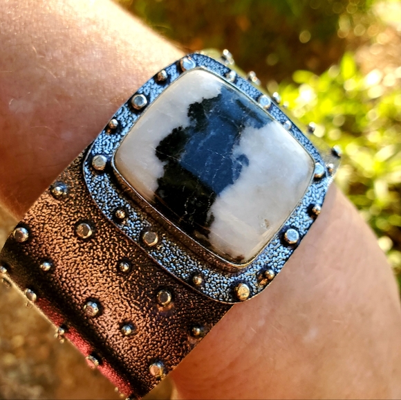 New Zebra Jasper Silver Cuff Bracelet. - Picture 4 of 16